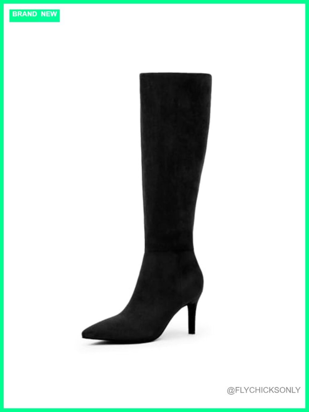 Knee High Boots Pointed Toe Stiletto Heel Faux Suede Tall Boots